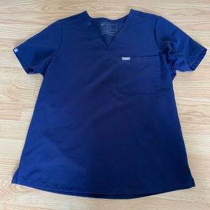 Figs Scrub Top Women's Size Medium Blue Catrina One Pocket Short Sleeve V Neck
